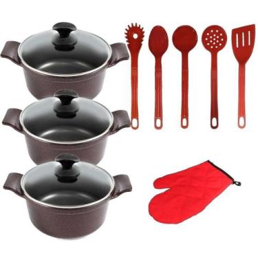 Imagem de Jogo Panela Cereja Cerâmica Talher Vermelho Javali Aal 26a30