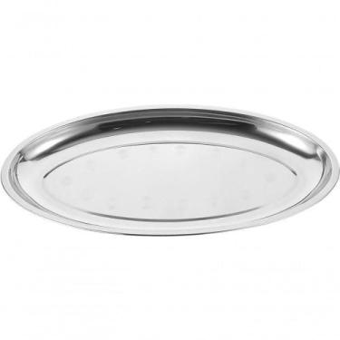 Imagem de Bandeja Travessa Para Servir Oval Grande Prateada Inoxidável 39cm - OU