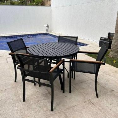 Imagem de Conjunto De Mesa Ripada Amélia 4 Poltronas Piscina E Jardim Preto - No