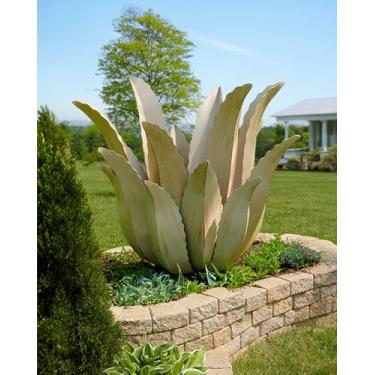 Imagem de Planta de agave grande de metal com vegetação do deserto para pátio ao ar livre, escultura country pintada à mão e decoração de casa, planta de tequila faça você mesmo, decoração ao ar livre