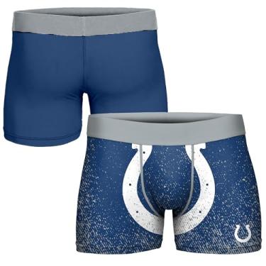 Imagem de FOCO Cueca boxer masculina NFL oficialmente licenciada pela cor do time com logotipo primário para fãs de futebol - Indianapolis Colts - GG
