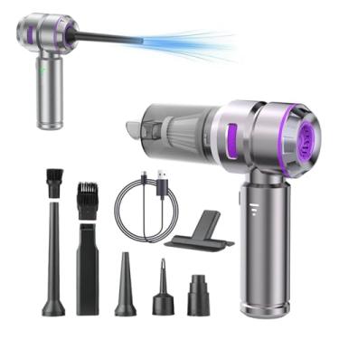Imagem de QiLeeCar Aspirador de pó portátil para carro e espanador de ar, sucção 18000pa, mini aspirador de pó de alta potência de 120 W, espanador de ar comprimido 4 em 1, soprador de ar e bomba, aspirador de