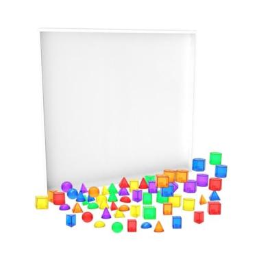 Imagem de simhoa 60pcs Solids geométricos Blocos de construção manipulativos Geometria Helper 3D Toys educacionais precoces Formas geométricas translúcidas