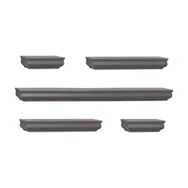 Imagem de Melannco Prateleiras flutuantes para quarto, sala de estar, banheiro, cozinha, berçário, conjunto de 5, cinza