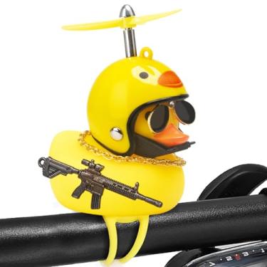 Imagem de wonuu Ornamentos de pato de borracha, decorações de painel de pato de apertar decoração de bicicleta para ciclismo, motocicleta e acessórios de bicicleta (pintinho-G e G)