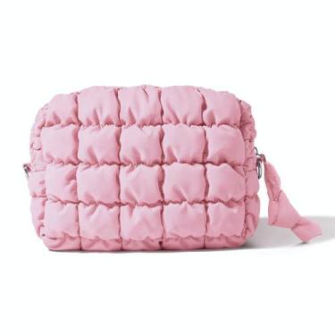 Imagem de Bolsa de maquiagem Yarnic Quilted Cosmetic Bag Organizer rosa