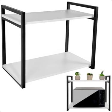 Imagem de Prateleira para Micro-ondas Suporte Nicho para Cozinha Spen (Preto/Branco)
