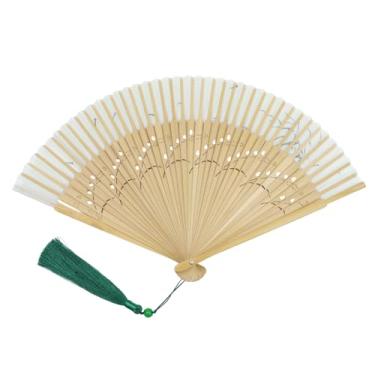 Imagem de Tsnamay Ventiladores dobráveis clássicos de 40 cm para mulheres, dobrável, leque dobrável de seda de bambu para decoração de casamento, festival de música de dança, estampa de libélula