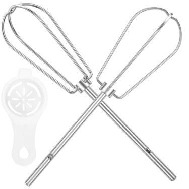 Imagem de 2 peças batedores manuais acessórios inoxidáveis com separador de clara de ovo batedores de substituição de mão multifuncionais para alguns misturadores manuais (prata, palito x 2 ramos)