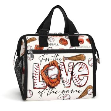 Imagem de 84hoods Lancheira isolada para mulheres. Lancheira grande para trabalho, escritório, viagem, piquenique, com alça ajustável. Presente para jogadores amantes de beisebol. Pelo amor ao jogo.