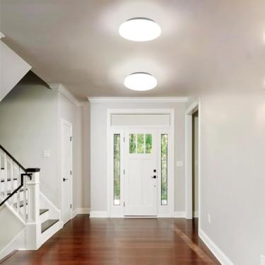 Imagem de MingBright Pacote com 2 luminárias de teto LED reguláveis de 20 cm, 16W 1400LM, branco frio 4000K, luz de teto moderna super brilhante para quarto, cozinha, banheiro, listado na CETL