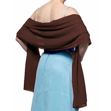 Imagem de Chiffon Cachecol Pashmina Xales E Wraps Para Vestidos De Noite Capas De Casamento Cover Up, Brown, One Size
