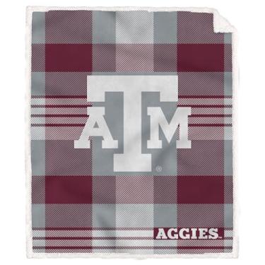 Imagem de Proformance Home NCAA Texas A&M Aggies manta xadrez de lã de ovelha de pelúcia real