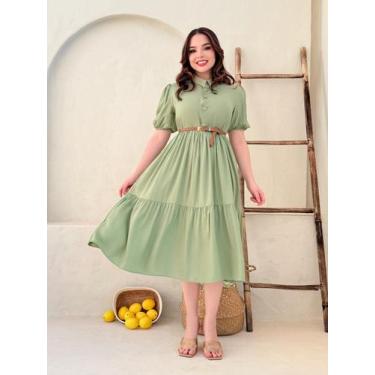 Imagem de Vestido Midi Social Soltinho para Trabalho Feminino Festa Básico Convi