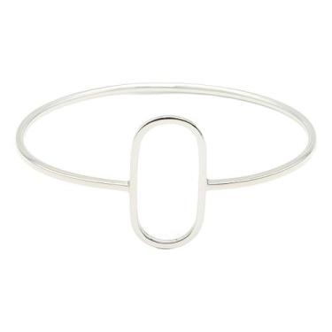 Imagem de Bracelete Fio Quadrado 1 Detalhe Oval Prata 925 Italiana - Princesa da