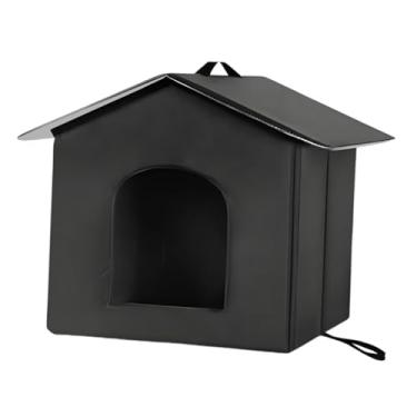 Imagem de Ｂｅｓｇａ Casa para gatos ao ar livre Abrigo para gatos para áreas externas Lavável Confortável Fácil de montar Caverna para animais de estimação Teto removível, Black M
