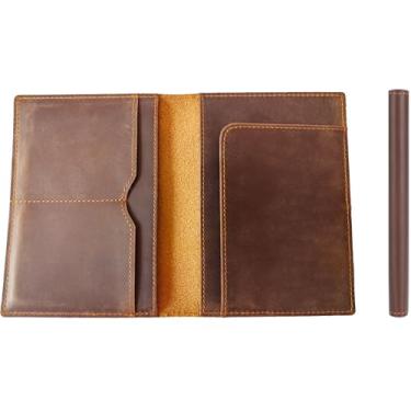 Imagem de STAR VISTA Porta-passaporte de viagem de couro Albatross, design minimalista, capa de couro de flor integral para homens e mulheres - Carteira fina para passaporte, dobrável, bloqueio RFID, Marrom