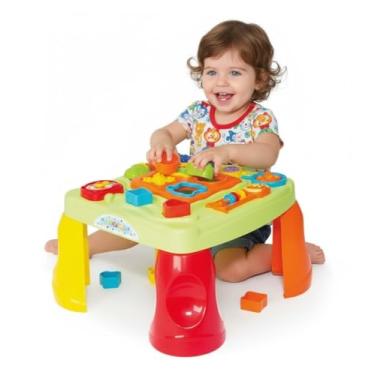 Imagem de Mesa Didática Infantil Educativa com Som, Atividades Sensoriais e Motoras, Colorida, para Bebês, Mesinha de Atividades Didáticas Interativas