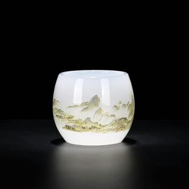 Imagem de Xícara de chá de vidro Qianli Jiangshan xícara de chá esculpida xícara mestre kungfu chinês conjunto de chá várias cores para escolher