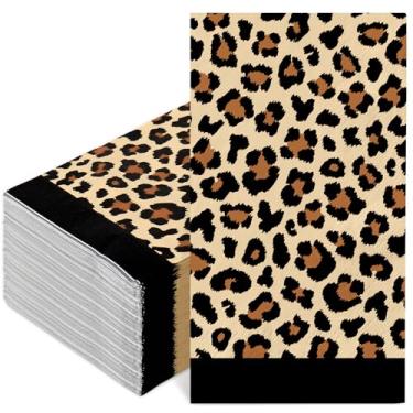 Imagem de AnyDesign Guardanapos descartáveis com estampa de leopardo, 50 peças, marrom, safári, animal, guepardo, jantar, jantar, guardanapo de papel para banheiro, festa de aniversário, suprimentos de mesa