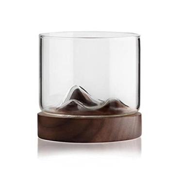 Imagem de Caneca de vidro de uísque com Woodiness Rum Licor Copos de Cerveja Personalidade Criativa Design de Montanha Bar Casa Copo de Degustação de Vinho