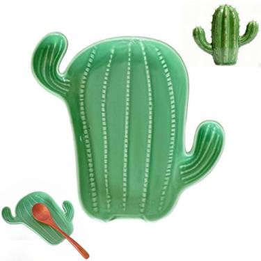 Imagem de TOPYOKK Descanso De Colher De Cerâmica Para Fogão, Descanso De Colher Fofo De Cacto Para Balcão De Cozinha, Suporte De Colher De Cozinha Para Balcão De Cozinha, Descanso De Utensílios Descanso De Es