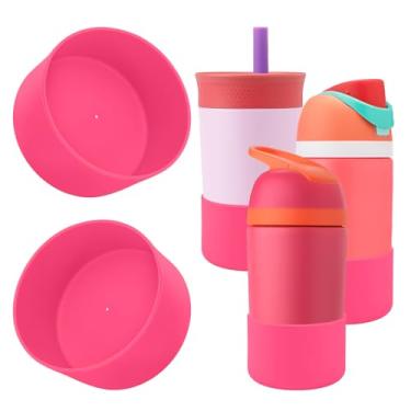 Imagem de 2 peças de bota protetora de silicone compatível com garrafa de água Owala Kids 473 g/396.9 g e copo de 340.2 g, adequado para crianças, antiderrapante e anti-arranhões protetor de capa de proteção