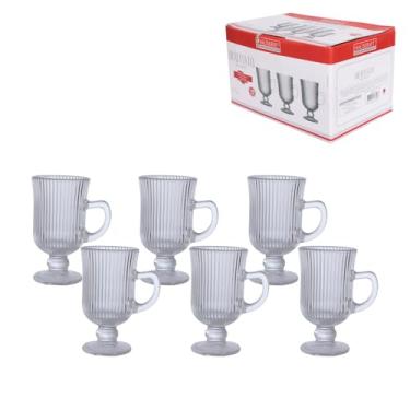 Imagem de Haüskraft-Caneca Irish de vidro graffiato transparente 100 ml 6 Peças