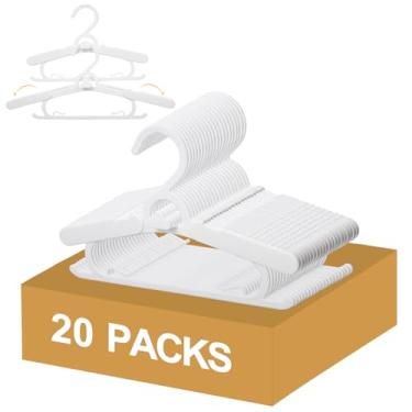 Imagem de YeJieYJ Cabides de armário de bebê, antiderrapantes e extensíveis, para roupas de bebê, 20 peças, cabide de plástico ajustável de 28 a 38 cm para meninas, meninos, crianças (branco)