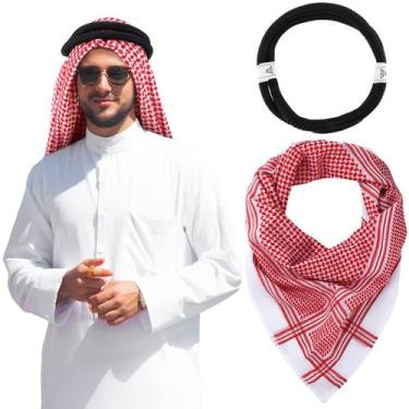 Imagem de Lenço Hoolerry Arab Shemagh Muslim Keffiyeh Head Wrap vermelho escuro