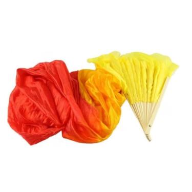 Imagem de Leque VéU Para DançA Do Ventre - Leque Grande Para ApresentaçõEs De DançA(Fogo Amarelo)