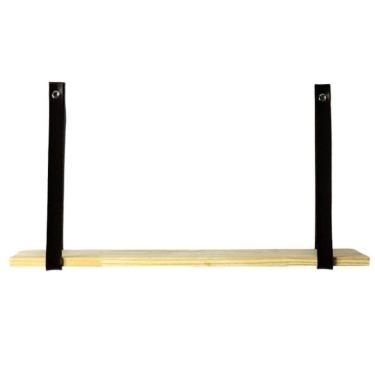 Imagem de Prateleira Madeira Pinus Alças Couro 60cm