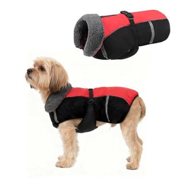 Imagem de SCENEREAL Casaco refletivo de inverno para cães, gola rolê de lã quente, casacos de clima frio à prova de vento com fivela ajustável, colete para animais de estimação, roupas de neve para cães