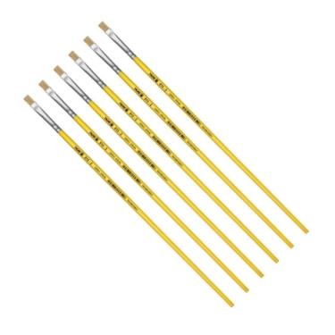 Imagem de Kit 6 Pincel Chato Longo Cerda Natural 815-2 Nº2 Fino Tigre