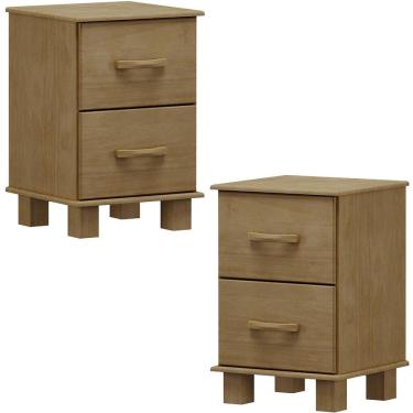 Imagem de Kit 02 Mesas de Cabeceira Madeira Maciça 2G 42 cm 1137 Freijo Milani Store