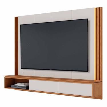 Imagem de Painel TV 75 Pol e Bancada Suspensa Trento Off White/Freijó C05 - Mpozenato