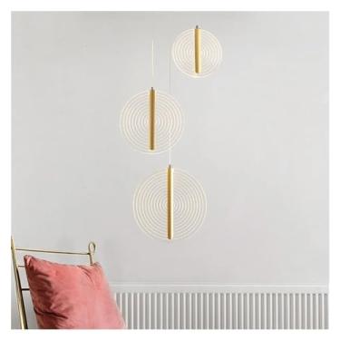 Imagem de Lustre redondo moderno com três cabeças, design de holofote para sala de jantar, quarto e entrada, pequeno lustre redondo para luminária de quarto
