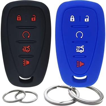 Imagem de GFDesign 2 peças capa de silicone para chave remoto capa protetora sem chave compatível com Chevrolet Chevy Malibu Camaro Cruze Equinox Sonic Spark Traverse Blazer Bolt EV Trax Volt 5 botões