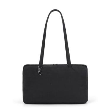 Imagem de Sacolas largas de nylon para mulheres, bolsas Hobo, bolsa de ombro grande para viagem, trabalho, faculdade, Preto, Medium