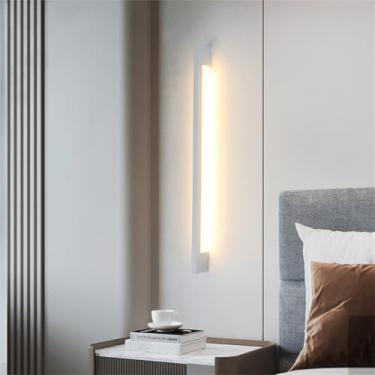Imagem de Luminária de parede interna moderna LED acrílico alumínio luminária de parede tricolor tira minimalista luminária de parede retangular quarto sala de estar decoração de fundo escritório corr