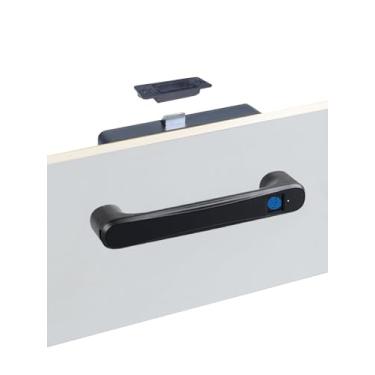 Imagem de ZRD Fechadura de armário de impressão digital com puxador preto fosco, fechadura oculta de móveis para armas medicamentos comuns, carteira de motorista, adequada para armário de cabeceira e armário