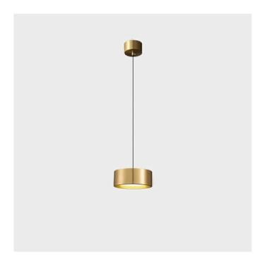 Imagem de Abajur de chifre de bronze dourado - Luminária pendente de cobre com uma única cabeça e luz pendente pós-moderna ajustável compatível com passarela de estar