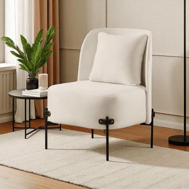 Imagem de Poltrona para Sala de Estar Madeira Maciça Aurora Luxo Off White