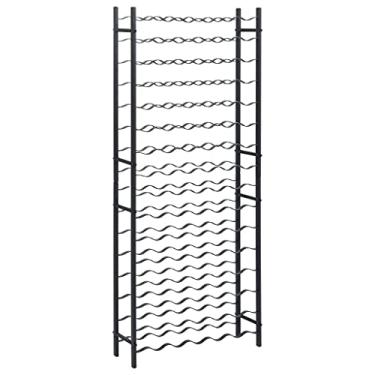 Imagem de vidaXL Rack de vinho de ferro - Capacidade para 96 garrafas - Armazenamento estável e durável - Acabamento em spray de metal preto - Independente - Design industrial moderno