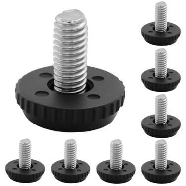 Imagem de HARSKIYER 8 peças de pés de nivelamento ajustáveis, 5/16-18 rosqueados em aço inoxidável, niveladores de móveis de pátio, niveladores de mesa universais deslizadores de pés para armários, cadeiras