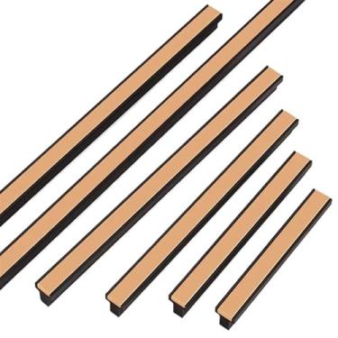 Imagem de CXYFQUUK Puxadores de porta de armário de cozinha dourados pretos de liga de alumínio puxadores de gaveta puxadores de armário puxadores de móveis 2 peças (192 mm)