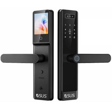 Imagem de Fechadura Digital Eletronica Biometria Reconhecimento Facial Wifi App Senha Cartao Chave Bateria Recarregavel Celular Condominio Residencial Segurança