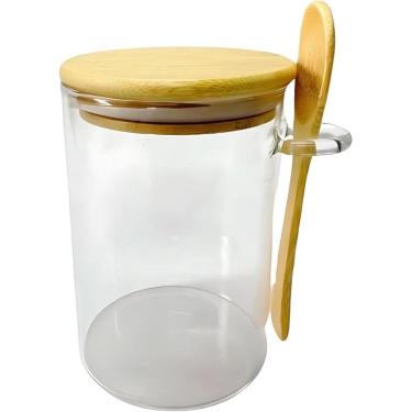 Imagem de Pote Hermético de Vidro Tampa e Colher de Bambu 250ml Quanhe