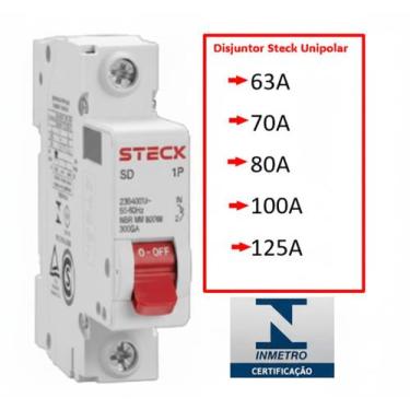 Imagem de Disjuntor Steck Monopolar 63, 70, 80, 100, 125 Curva C