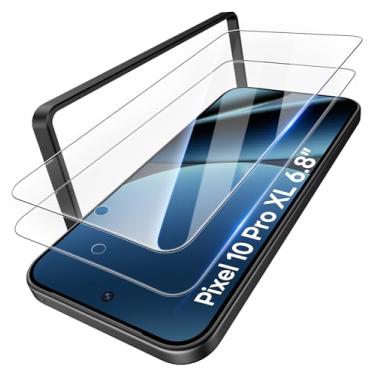 Imagem de ATATOO Pacote com 2 protetores de tela para Google Pixel 10 Pro XL, grau militar à prova de estilhaçamento [dureza 9H], protetor de tela durável de vidro temperado HD de cobertura total para Google